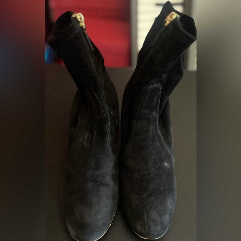 Valentino Garavani Suede Studded Short Heel Bootie